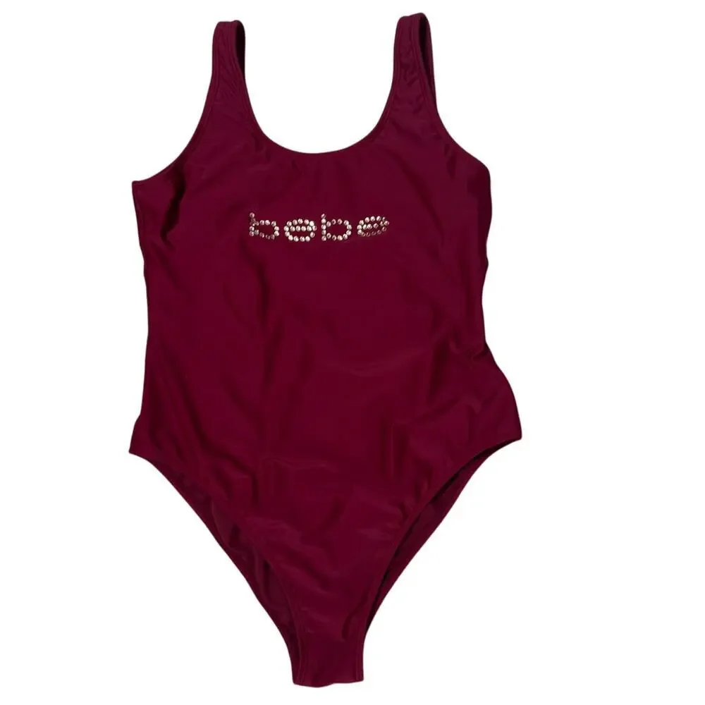 Bebe One Piece Rhinestone Swim Suit Size L